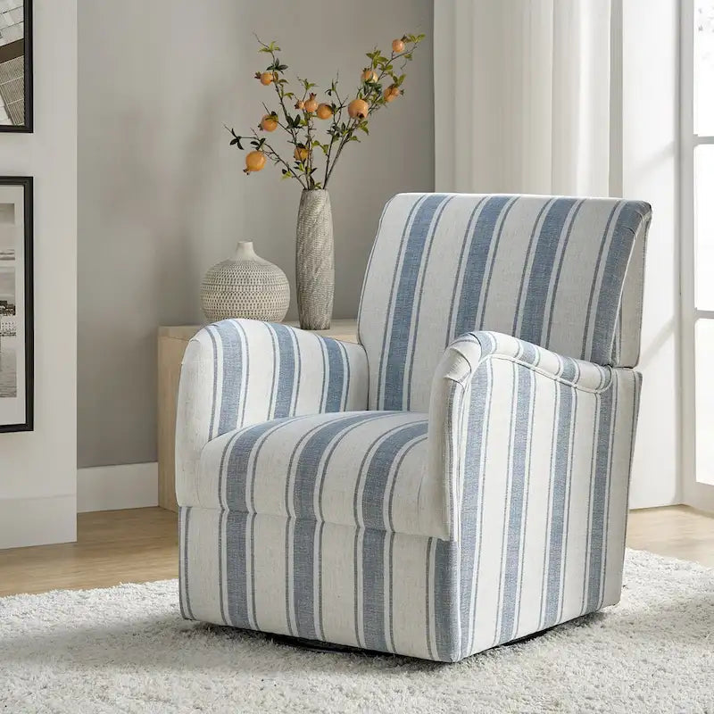 Sillón giratorio tradicional Pancy con diseño de rayas jacobeas