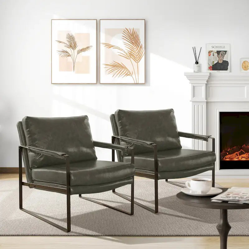 Juego de 2 sillones decorativos modernos de piel sintética