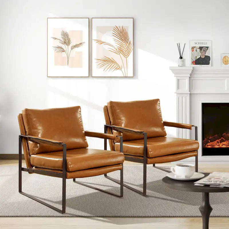 Juego de 2 sillones decorativos modernos de piel sintética
