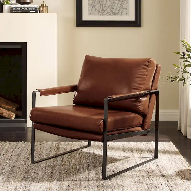 Juego de 2 sillones decorativos modernos de piel sintética