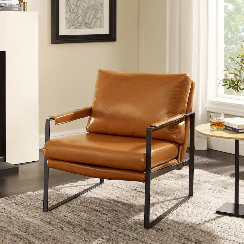 Juego de 2 sillones decorativos modernos de piel sintética