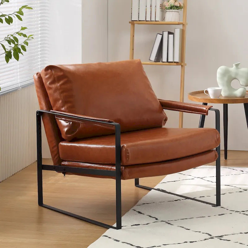 Juego de 2 sillones decorativos modernos de piel sintética