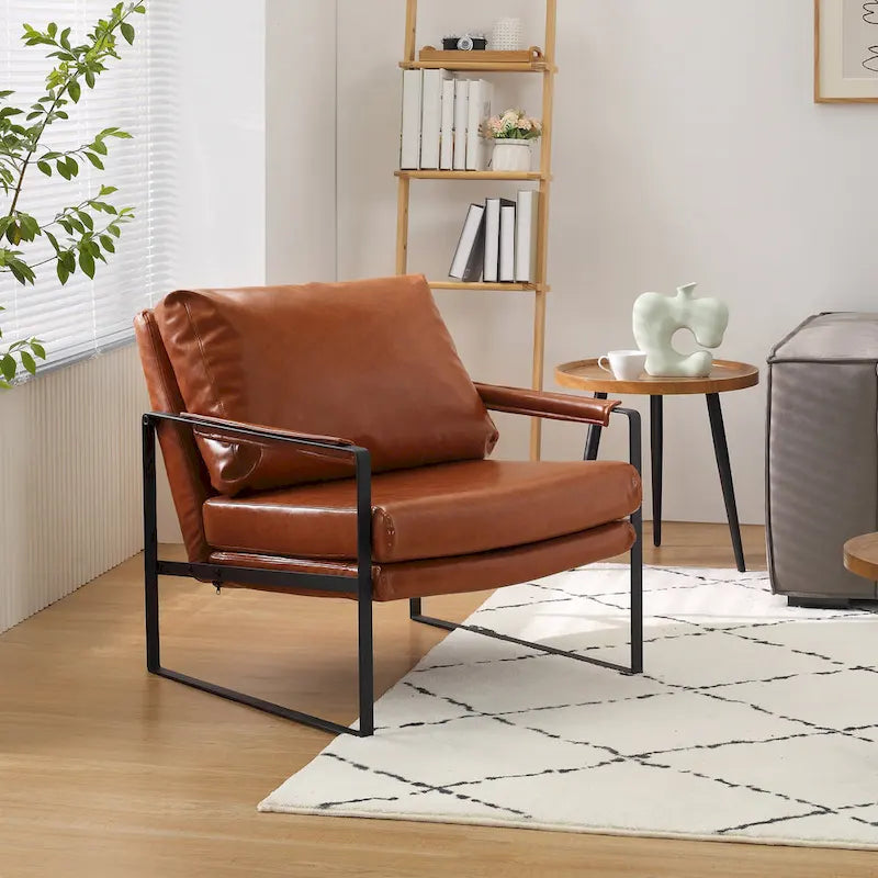 Juego de 2 sillones decorativos modernos de piel sintética