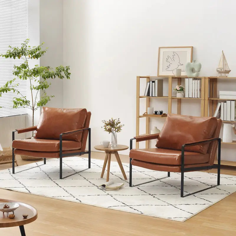 Juego de 2 sillones decorativos modernos de piel sintética