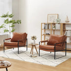 Juego de 2 sillones decorativos modernos de piel sintética