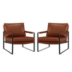 Juego de 2 sillones decorativos modernos de piel sintética