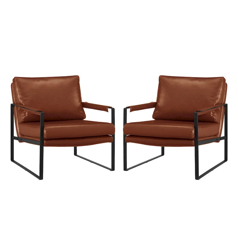 Juego de 2 sillones decorativos modernos de piel sintética