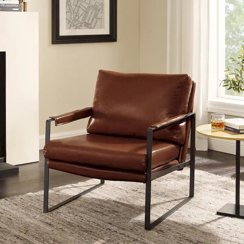 Juego de 2 sillones decorativos modernos de piel sintética