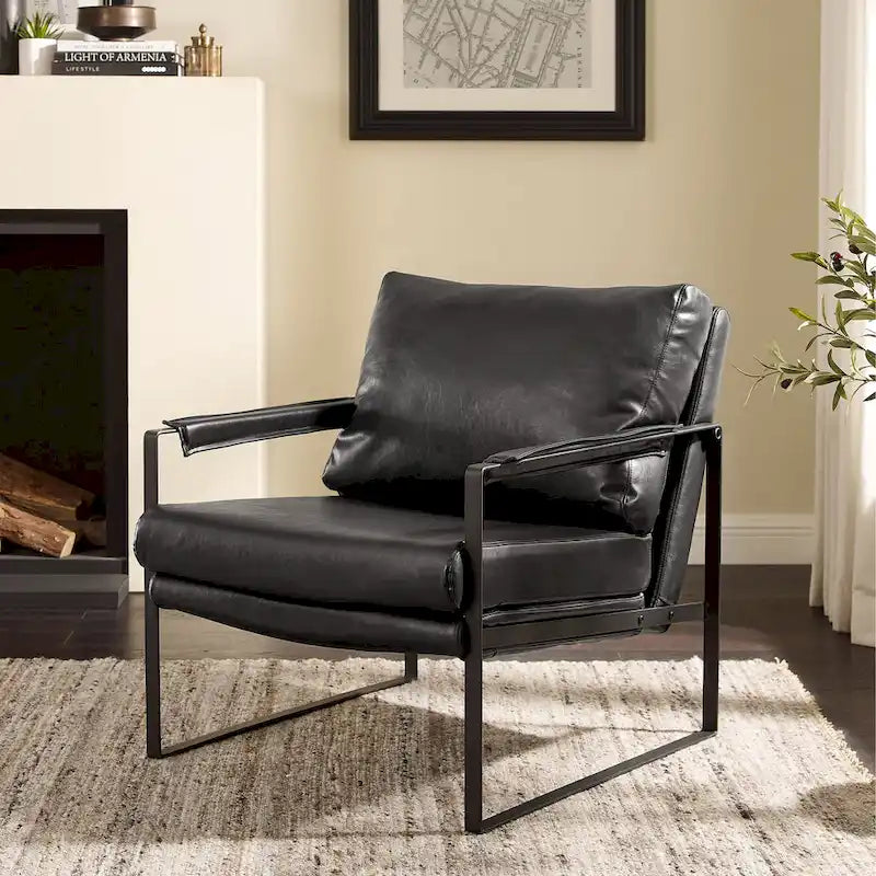 Juego de 2 sillones decorativos modernos de piel sintética