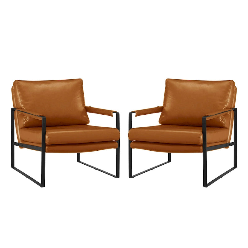 Juego de 2 sillones decorativos modernos de piel sintética