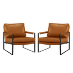 Juego de 2 sillones decorativos modernos de piel sintética