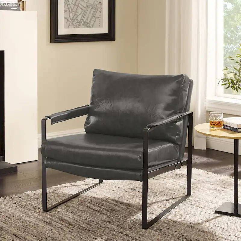 Juego de 2 sillones decorativos modernos de piel sintética