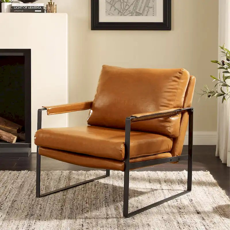 Juego de 2 sillones decorativos modernos de piel sintética