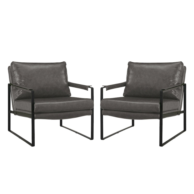 Juego de 2 sillones decorativos modernos de piel sintética