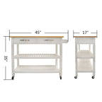 Isla de cocina rodante de madera de 45", carro de almacenamiento utilitario con 2 cajones y toallero