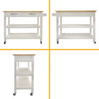 Isla de cocina rodante de madera de 45", carro de almacenamiento utilitario con 2 cajones y toallero