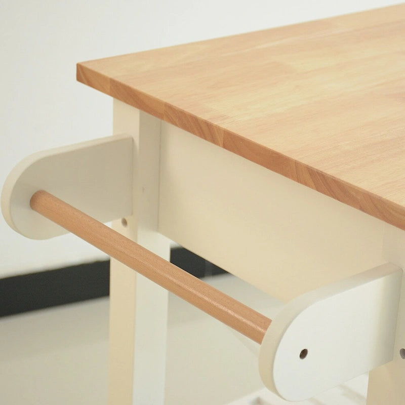 Isla de cocina rodante de madera de 45", carro de almacenamiento utilitario con 2 cajones y toallero