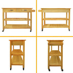 Isla de cocina rodante de madera de 45", carro de almacenamiento utilitario con 2 cajones y toallero