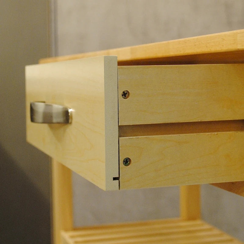 Isla de cocina rodante de madera de 45", carro de almacenamiento utilitario con 2 cajones y toallero