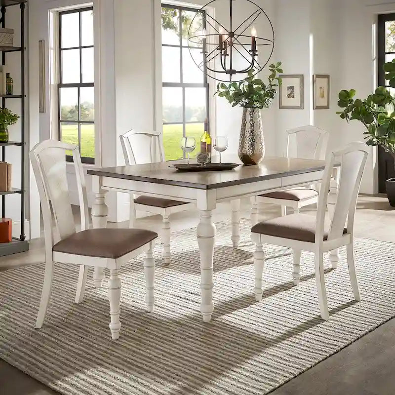 Juego de comedor extensible de madera de caucho maciza para 4-6 personas