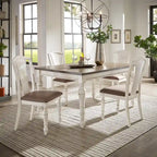 Juego de comedor extensible de madera de caucho maciza para 4-6 personas