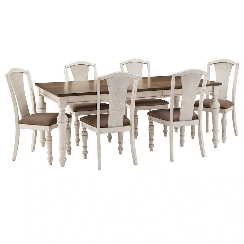 Juego de comedor extensible de madera de caucho maciza para 4-6 personas