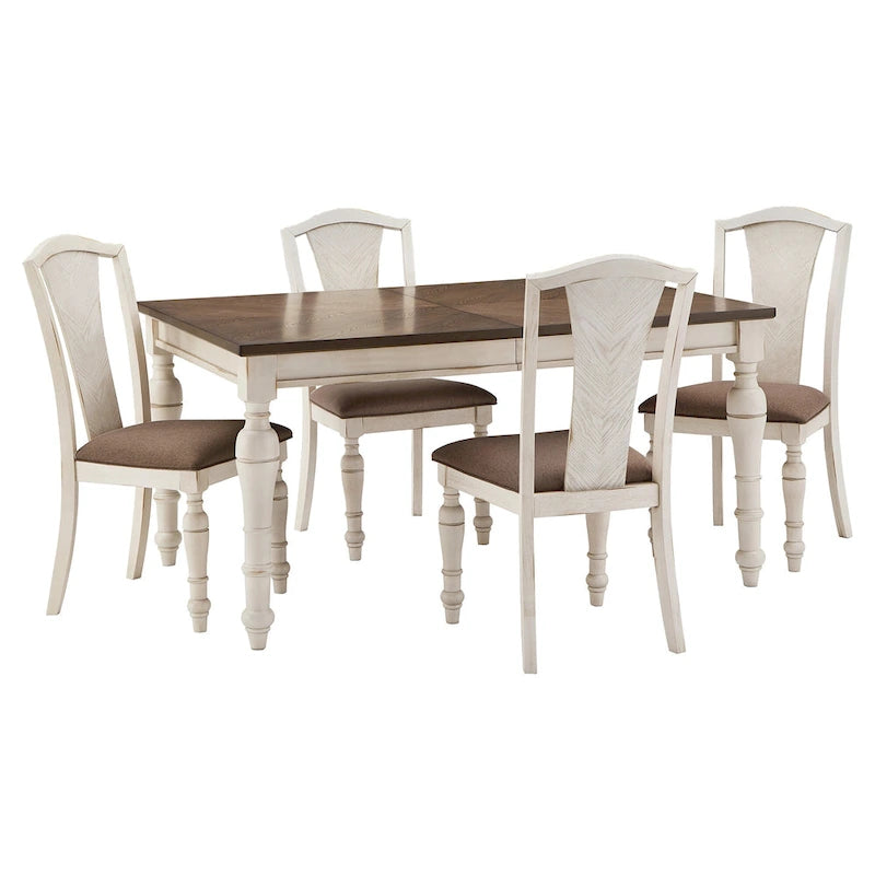 Juego de comedor extensible de madera de caucho maciza para 4-6 personas
