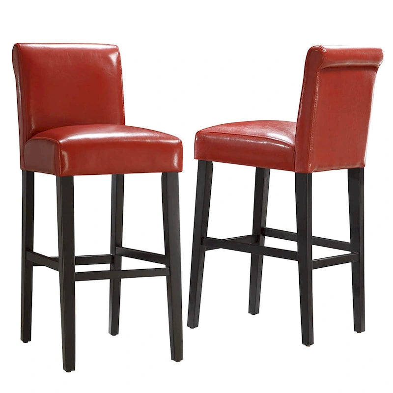 Bennett Red Faux Leather High Back Bar Stools (Set of 2) by Bold