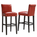 Bennett Red Faux Leather High Back Bar Stools (Set of 2) by Bold