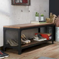 Maua Rustic Reclaimed Oak Metal Storage Entryway Bench by 