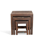 Mesas nido de madera vieja recuperada hechas a mano, juego de 3 (India) - 20 x 16 x 24