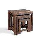 Mesas nido de madera vieja recuperada hechas a mano, juego de 3 (India) - 20 x 16 x 24