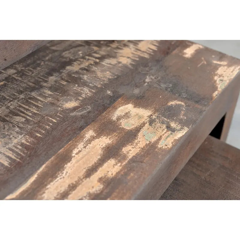 Mesas nido de madera vieja recuperada hechas a mano, juego de 3 (India) - 20 x 16 x 24