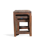 Mesas nido de madera vieja recuperada hechas a mano, juego de 3 (India) - 20 x 16 x 24