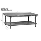 Mesa de centro de madera y ratán - Decapado en blanco