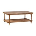 Mesa de centro de madera y ratán - Decapado en blanco