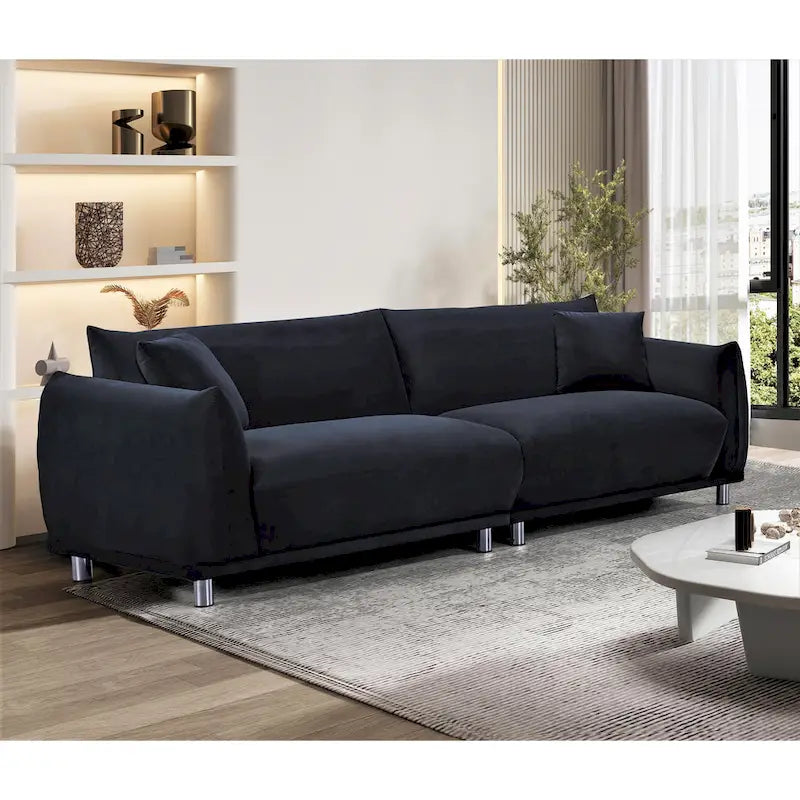  88.2W Metal-Legs Velvet Fabirc Foam Sofa