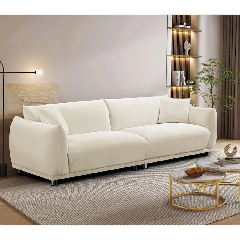 Sofá de terciopelo con patas metálicas de 88,2 W y espuma