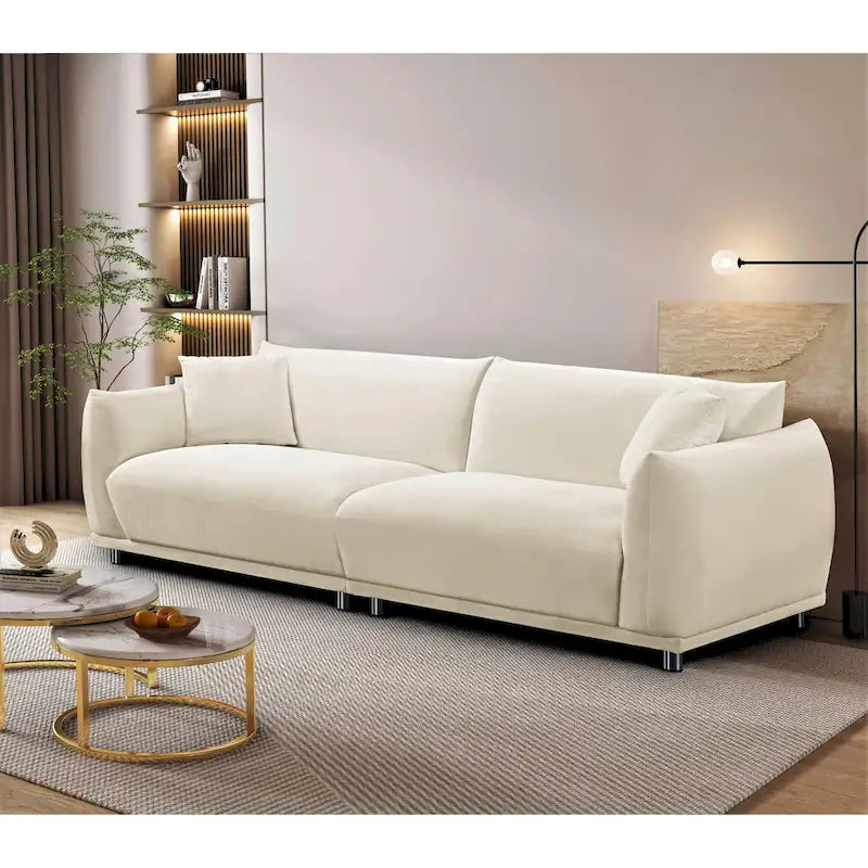 Sofá de terciopelo con patas metálicas de 88,2 W y espuma