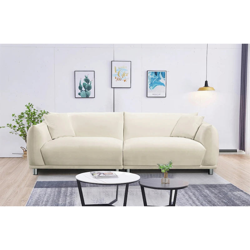 Sofá de terciopelo con patas metálicas de 88,2 W y espuma
