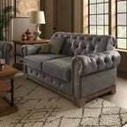 Greenwich Tufted Rolled Arm Nailhead Chesterfield Loveseat by Artisan