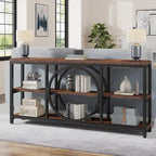 Mesa consola extra larga de 70.9 pulgadas con estantes de almacenamiento de madera de 3 niveles