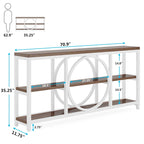 Mesa consola extra larga de 70.9 pulgadas con estantes de almacenamiento de madera de 3 niveles