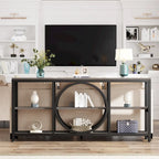 Mesa consola extra larga de 70.9 pulgadas con estantes de almacenamiento de madera de 3 niveles