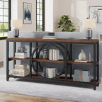 Mesa consola extra larga de 70.9 pulgadas con estantes de almacenamiento de madera de 3 niveles