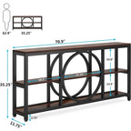 Mesa consola extra larga de 70.9 pulgadas con estantes de almacenamiento de madera de 3 niveles