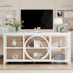 Mesa consola extra larga de 70.9 pulgadas con estantes de almacenamiento de madera de 3 niveles