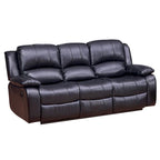 Sofá reclinable de 3 plazas de cuero regenerado, reclinable manual para sala de estar pequeña - (Negro/Marrón) - N/A