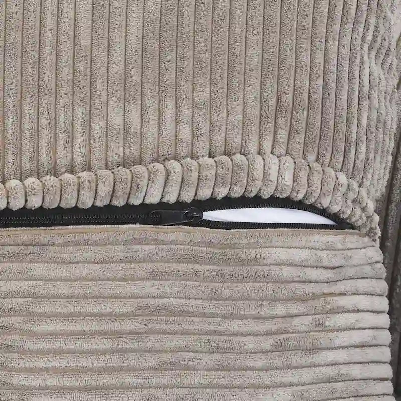 142 Sofá Seccional Oversized en Pana con Forma de L, Clásico y Profundo, con Otomana