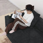 142 Sofá Seccional Oversized en Pana con Forma de L, Clásico y Profundo, con Otomana